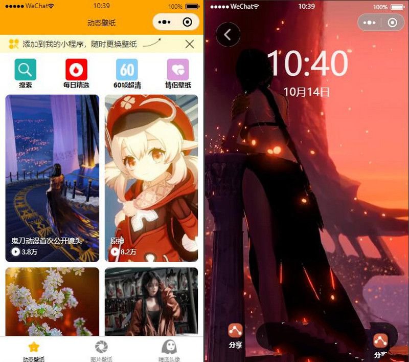 音乐动态壁纸微信小程序源码-自动采集更新版SEO优化版-七七源码网