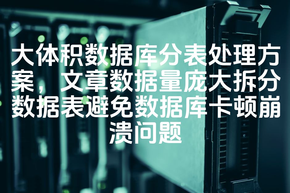 图片[1]-高效大体积数据库分表策略：破解海量文章数据拆分难题，防卡顿保稳定-七七源码网