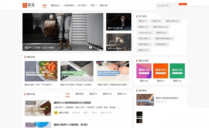 酱茄Free WordPress开源主题——自媒体博客&资讯网站优化模板-七七源码网