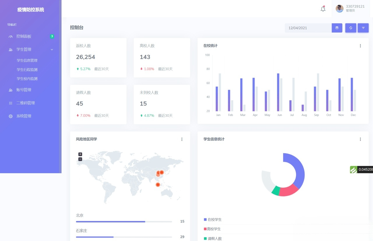 ThinkPHP校园疫情出入登记管理系统源码下载-七七源码网