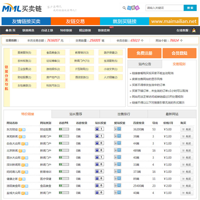 ThinkPHP 友链买卖交易平台源码-七七源码网