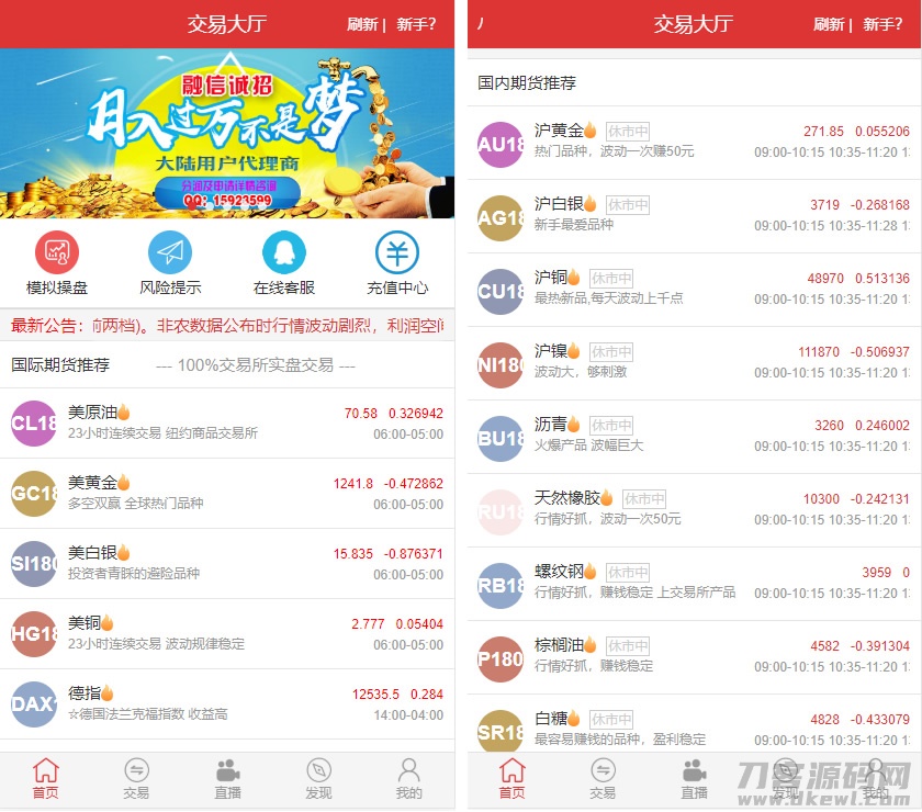 富盈国际微盘源码 - 点位盘YII高端版+原油期货盘（国内外）+直播页面+全功能运营系统-七七源码网