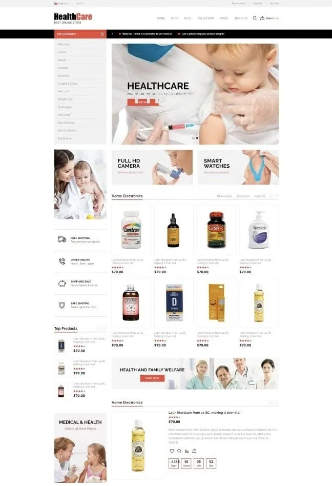 医疗保健药品商城模板 | 家用滋补药品器械在线商城自适应版源码-七七源码网