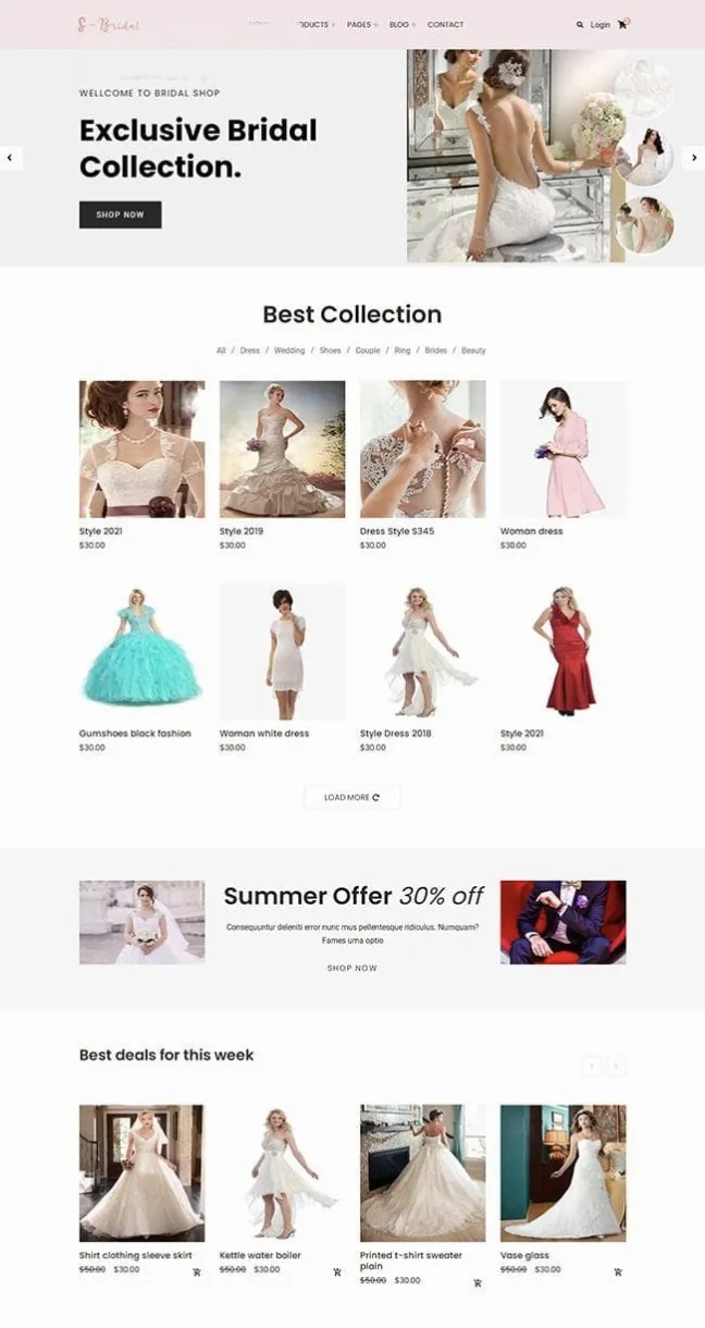 婚纱礼服在线选购定制商城模板 – HTML自适应新娘婚纱电商源码-七七源码网