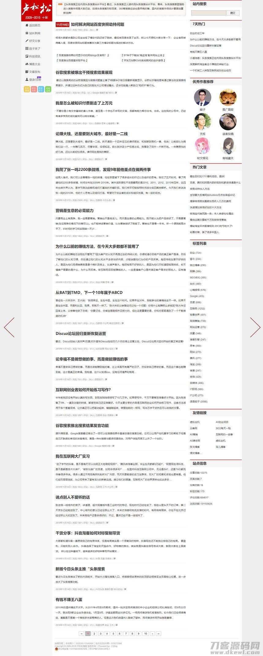 高仿卢松松WordPress个人博客主题Luss V1.22-七七源码网