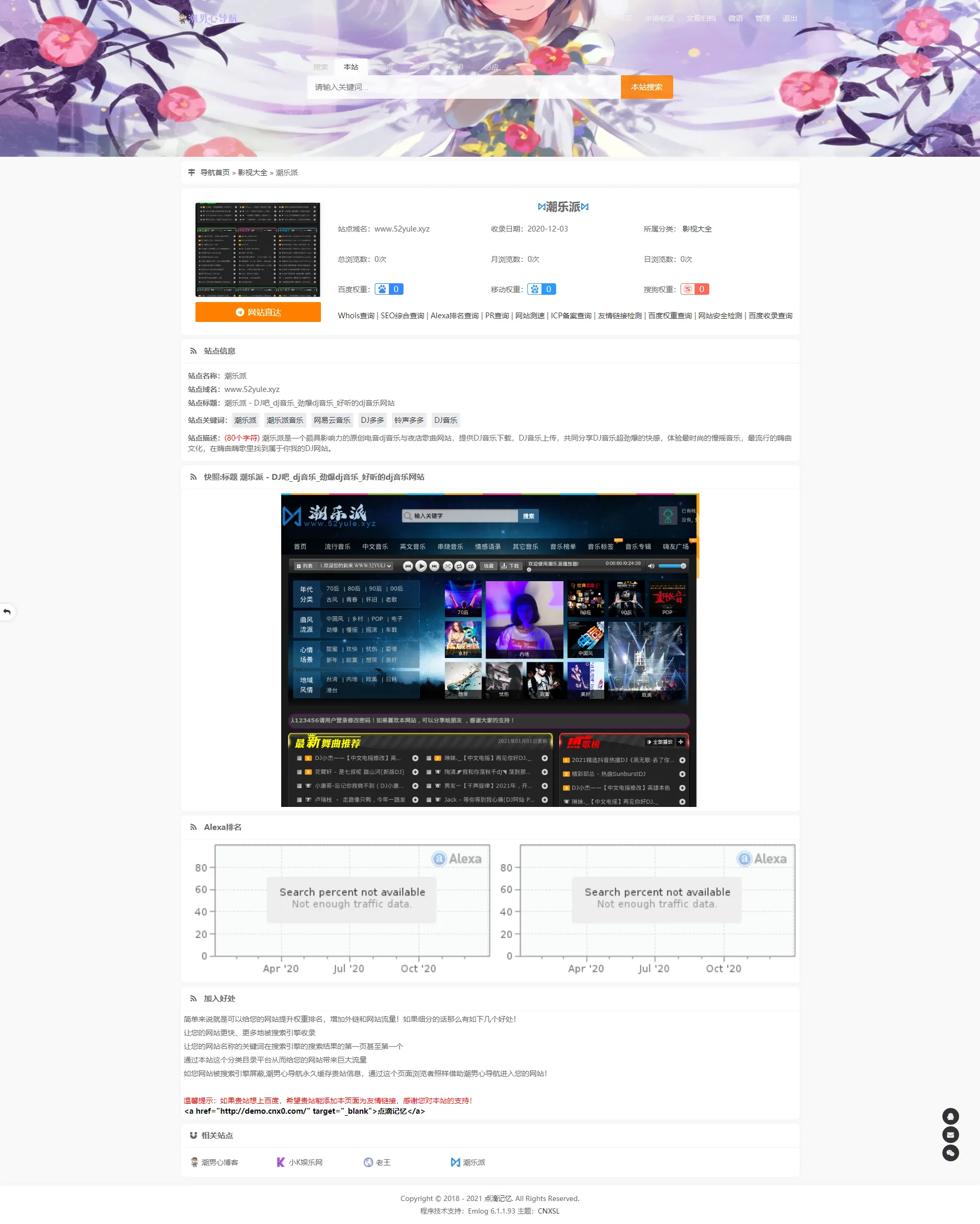 CNXSL Emlog导航主题：收录网址与文章管理，SEO优化模板-七七源码网