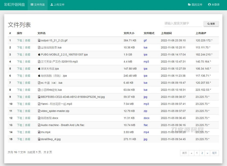 彩虹外链网盘V5.3新增用户系统与分块上传-七七源码网