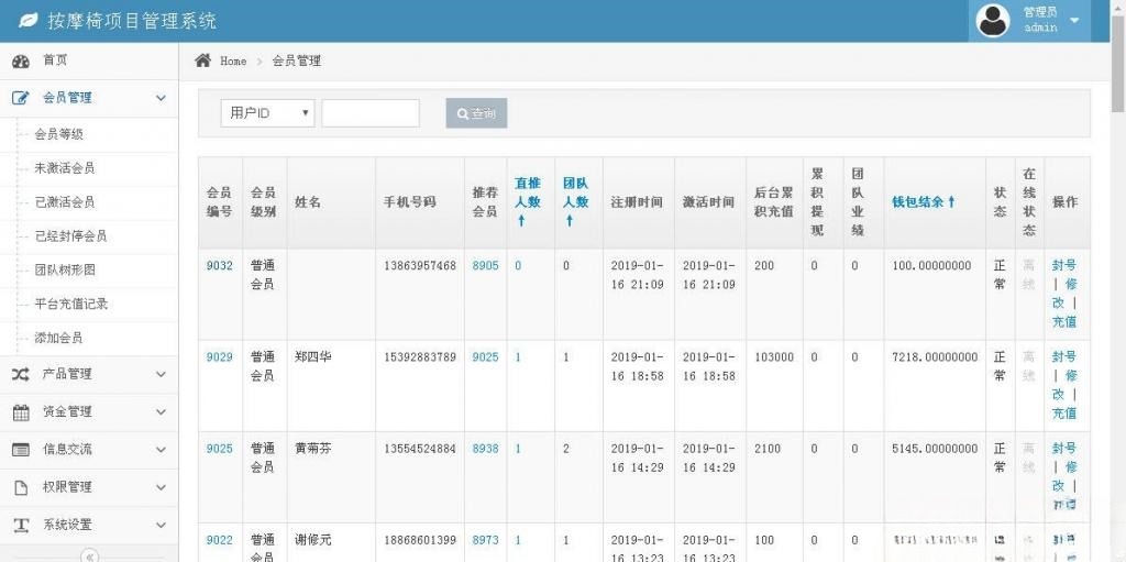 共享按摩椅投资理财系统源码 ThinkPHP+MySQL开发 图片